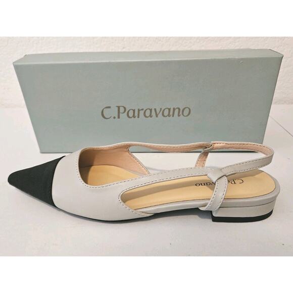 New C.Paravano Women's Pointed Toe Slingback Low Heel Gray Size 6/36.5 $125 - Picture 3 of 10